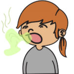 Cartoon girl with bad breath.